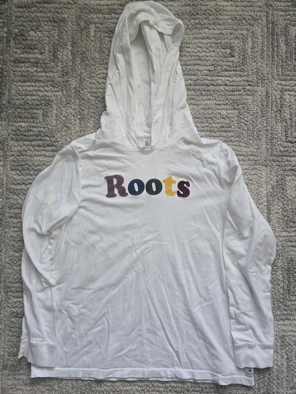 Roots White Jersey Knit Hoodie